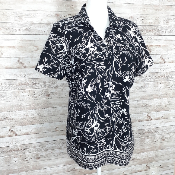 Karen Scott Blouse Button Up Top Floral 507 - Picture 2 of 6